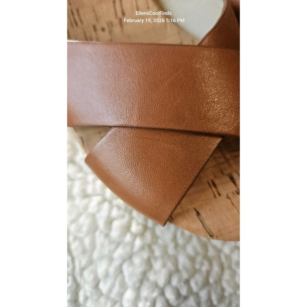 Micheal Micheal Kors Natalia Walnut Leather Cork Platform Sandals  7.5 - Picture 11 of 11